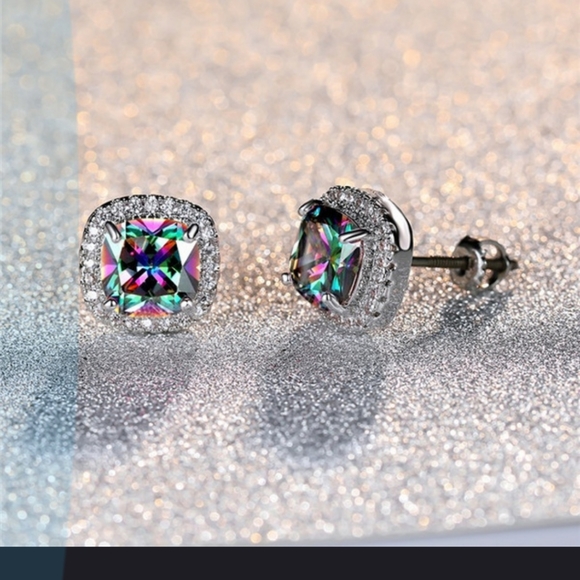 Jewelry - Gorgeous Rainbow Topaz Cushion cut earrings